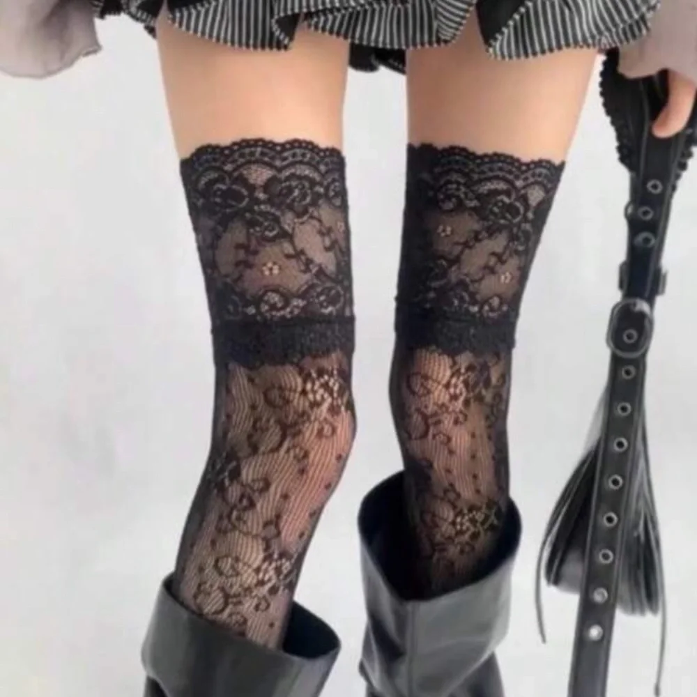 Black Lace Thigh-High Stockings